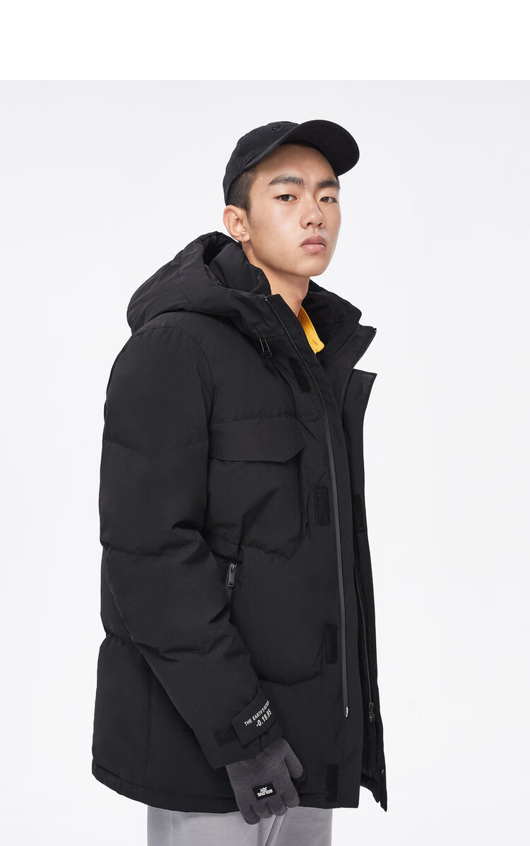 卡宾cabbeen 秋冬男款羽绒服男式羽绒服魔术贴门襟连帽羽绒服男 浅