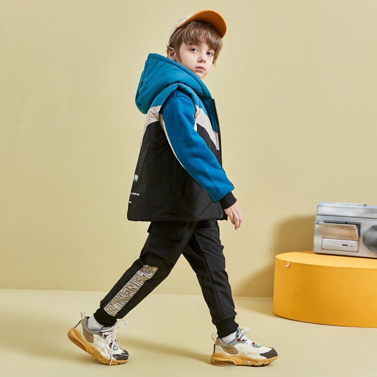 木木屋 童装男童秋冬装套装2020新款中大儿童男孩洋气加绒加厚三件套