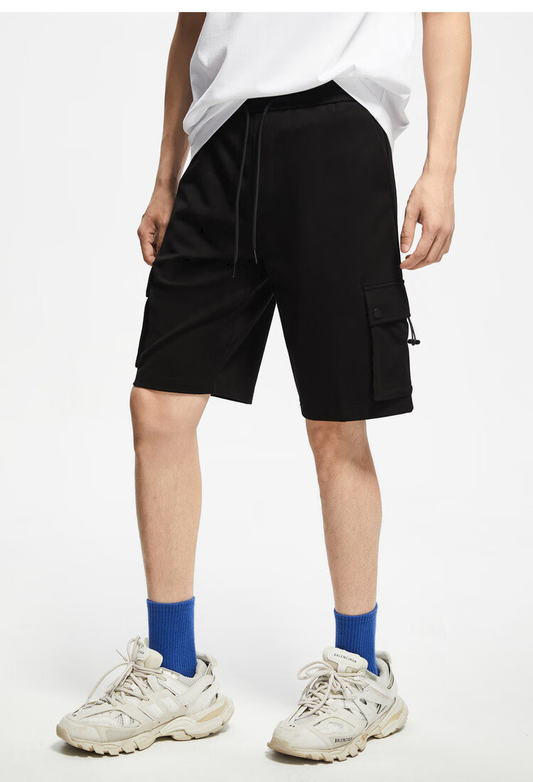 卡宾cabbeen 春夏男款裤子男式休闲裤厚板胶印工装裤男士裤子 煤黑