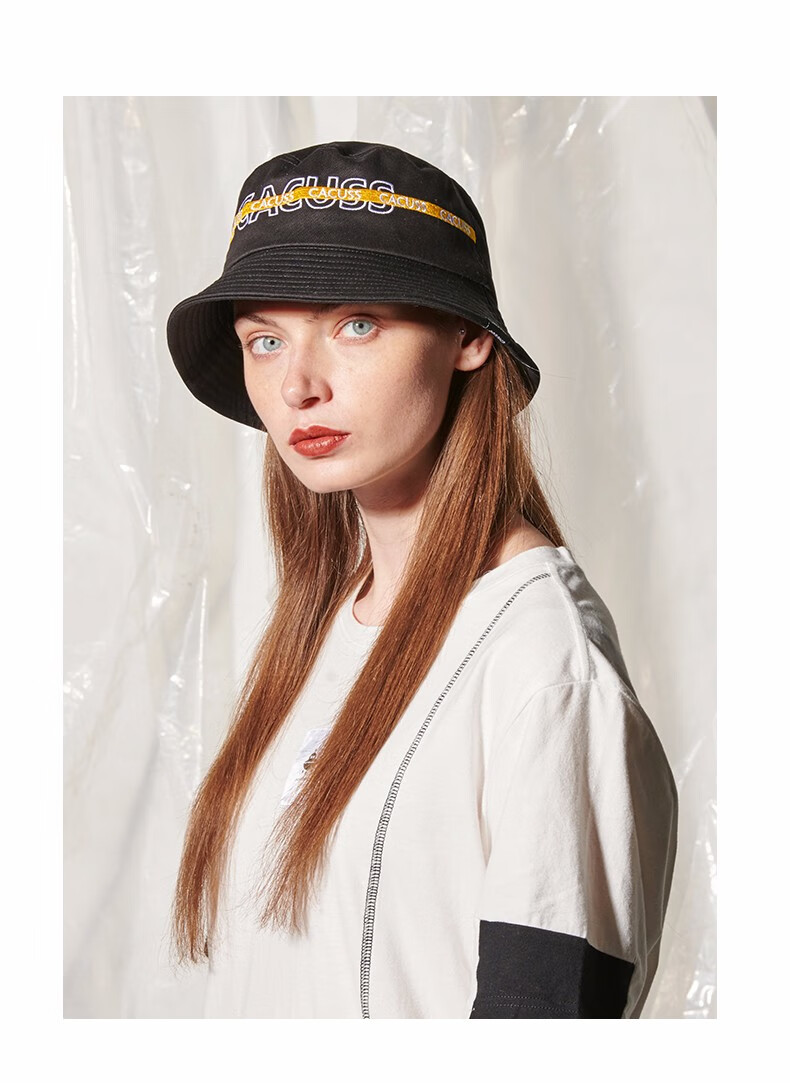 cacuss渔夫帽男女出游休闲日系盆帽潮牌绣字可折叠遮阳太阳帽pm043