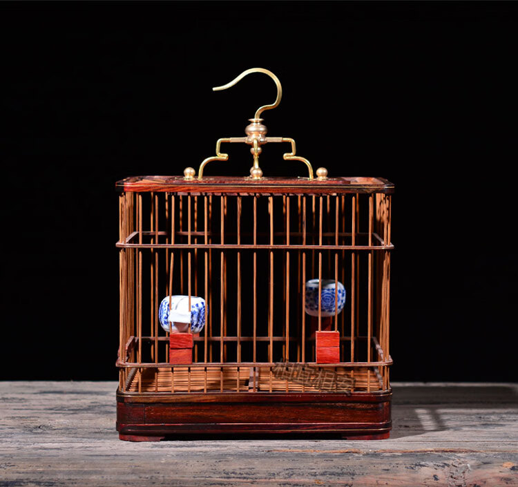 大号红木鸟笼大红酸枝鸟笼画眉鸟笼子木质雕刻鹦鹉八哥绣眼相思鹩哥