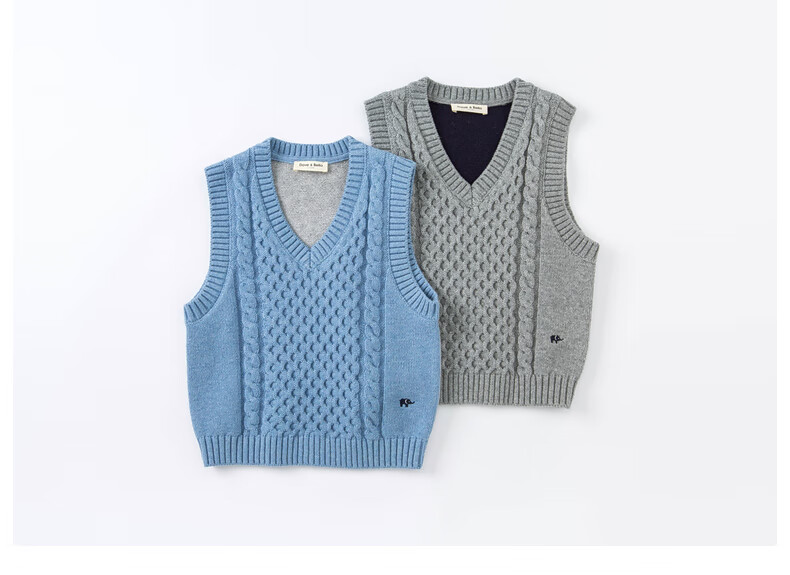 davebella戴维贝拉童装大童男装中大童针织马甲小男孩毛衣背心男童