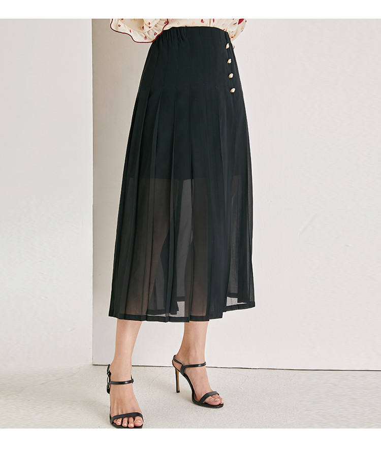 帛薇儿pokwai 2021春夏新款腰部橡筋显瘦裙摆高开叉时尚百搭半身裙