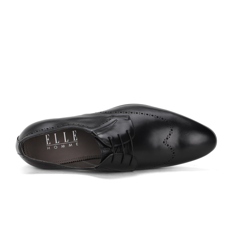 elle homme 【高端系列】布洛克冲孔鞋男士皮鞋正装鞋 黑色 42