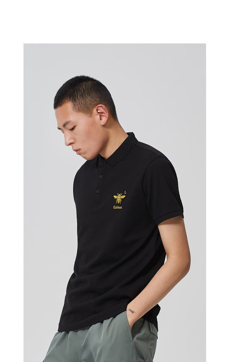 衫男式polo衫蜜蜂刺绣男polo衫短袖t恤polo衫 绿色 m【图片 价格 品牌