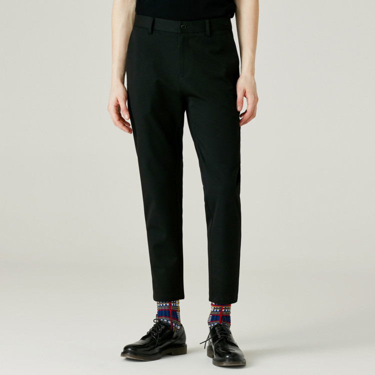 卡宾cabbeen春秋男款裤子男式休闲裤半截字母刺绣直筒裤男士裤子煤