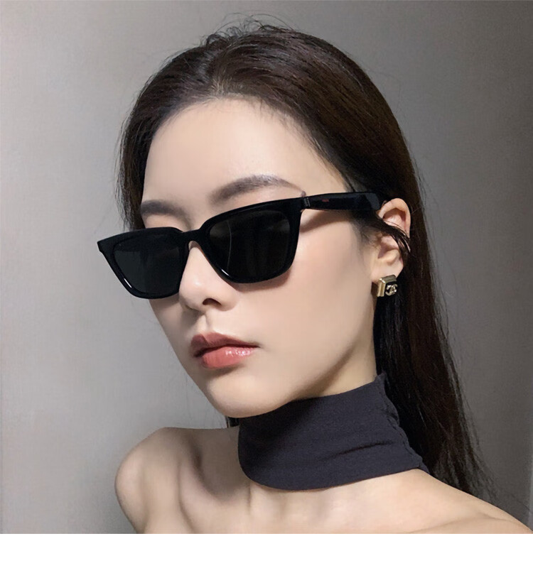 mtmit眼镜女士时尚简约墨镜太阳镜户外配饰米框灰片均码