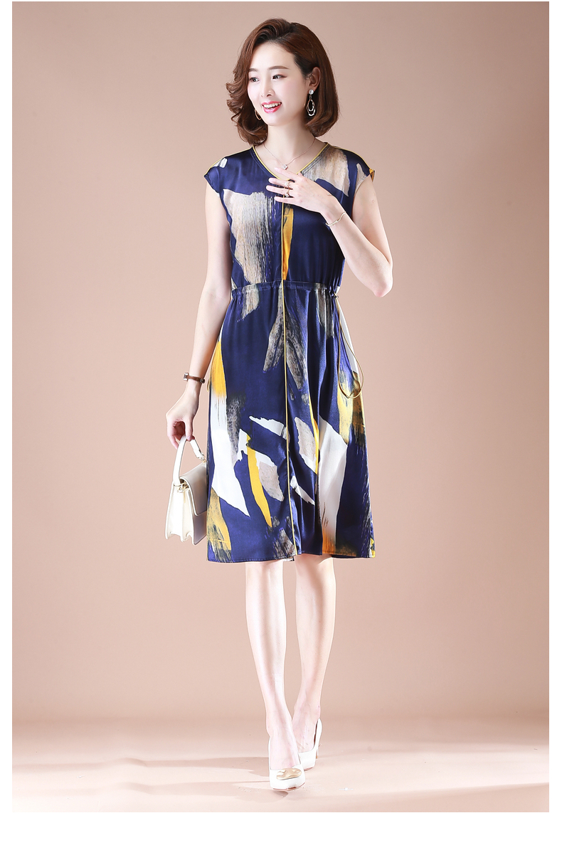 浅恋妈妈装夏装真丝连衣裙夏季中年妇女洋气香云纱中老年女装桑蚕丝