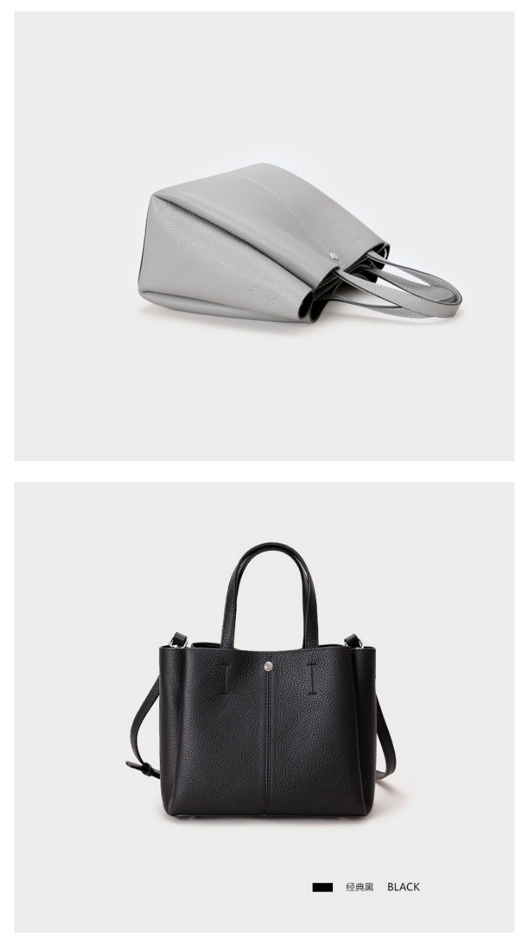 卡丹路cardanro 【头层牛皮】大容量真皮包宽肩带托特包女士手提包