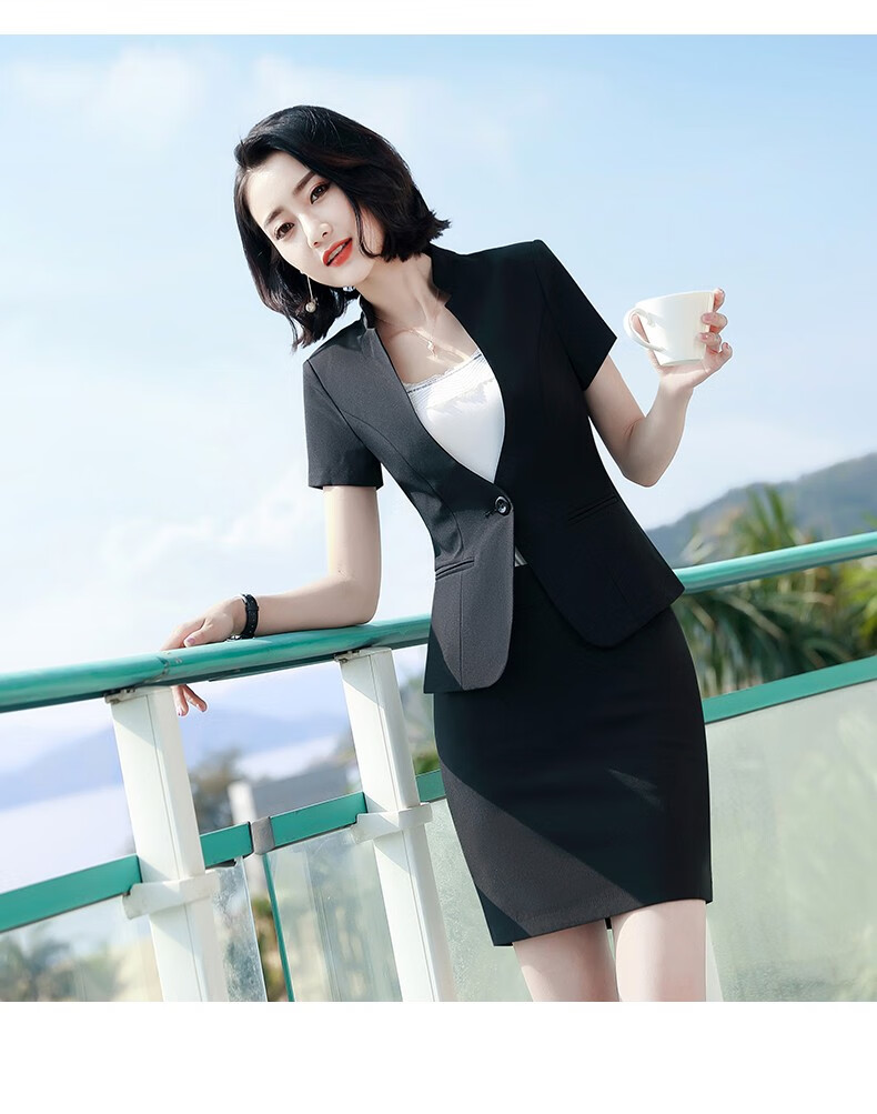 佳昭 商务ol职业装女装套装短袖小西装女夏季白领女士半袖大学生名媛