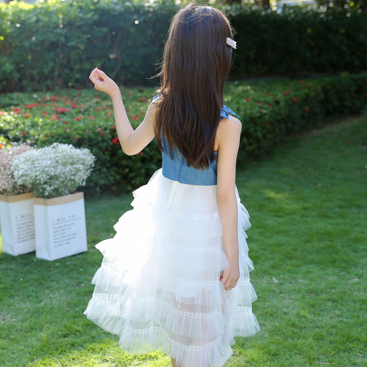 富罗迷followme夏季新款女童连衣裙蛋糕裙甜美可爱仙仙公主裙蓝色110