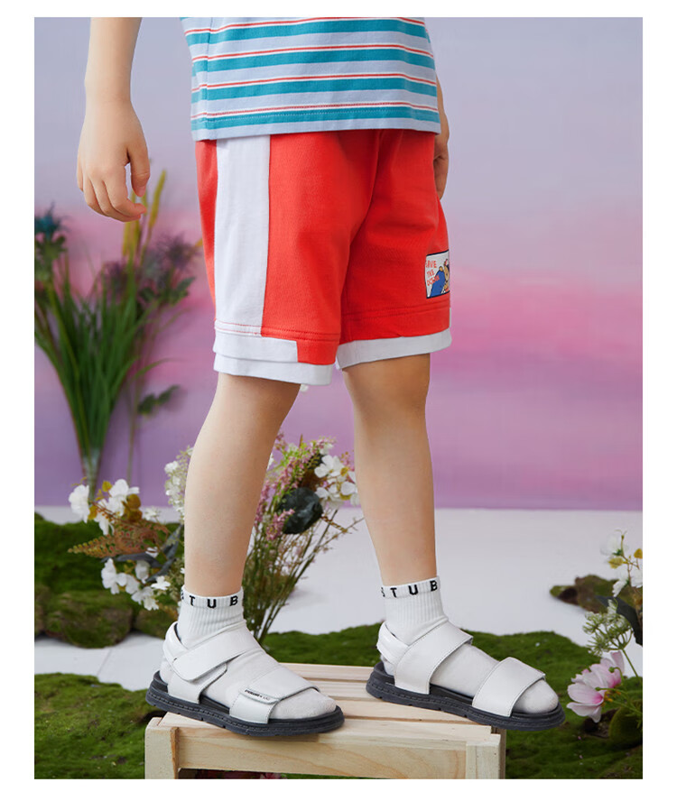 paw in paw 宝英宝卡通小熊童装2021年新款夏男童纯棉运动裤短裤撞色