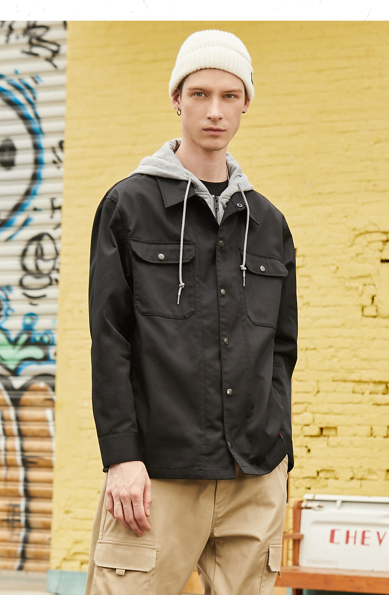 dickies夹克 假两件连帽工装外套 男士秋季多袋休闲