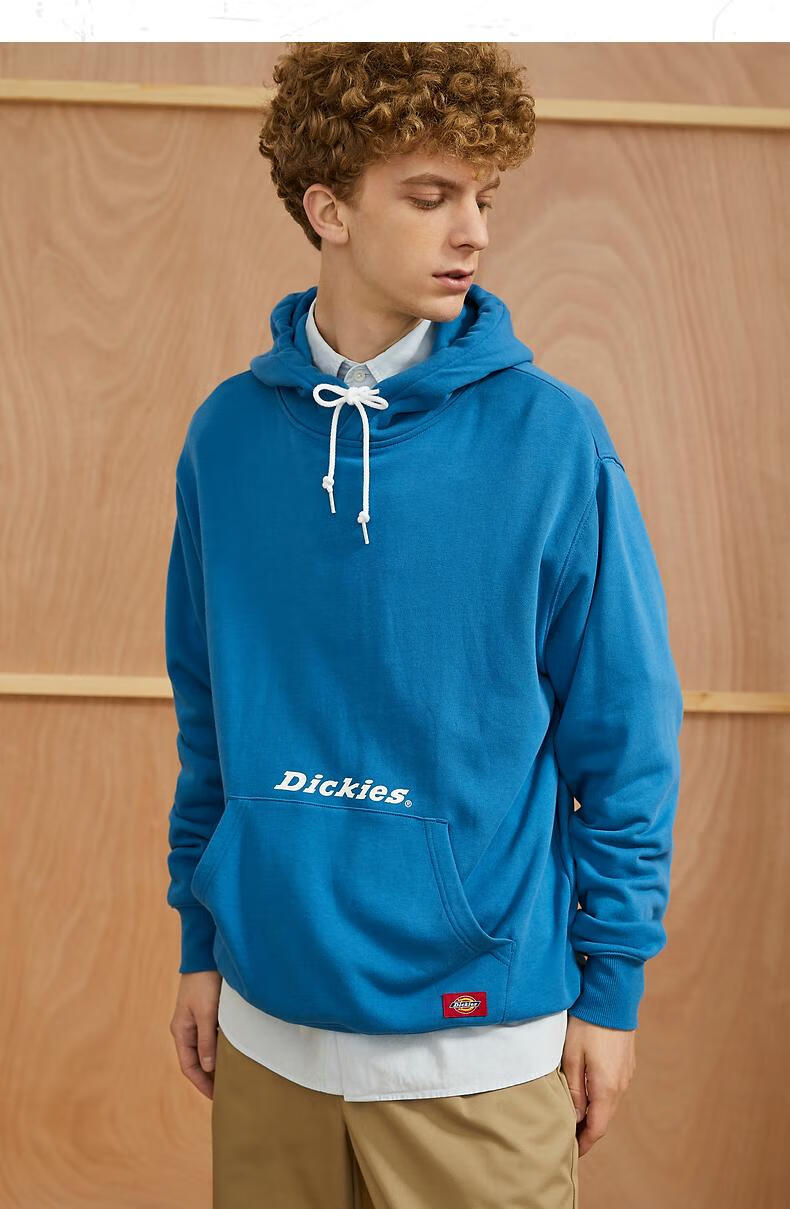 dickies卫衣 字母印花连帽卫衣 秋冬男士棉毛圈布休闲套头上衣 卫衣男