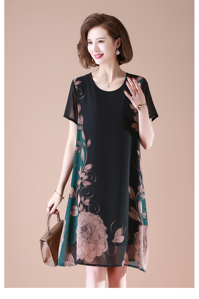 妈妈装夏装洋气裙子夏季中年妇女气质中老年人女装50岁夏天雪纺连衣裙