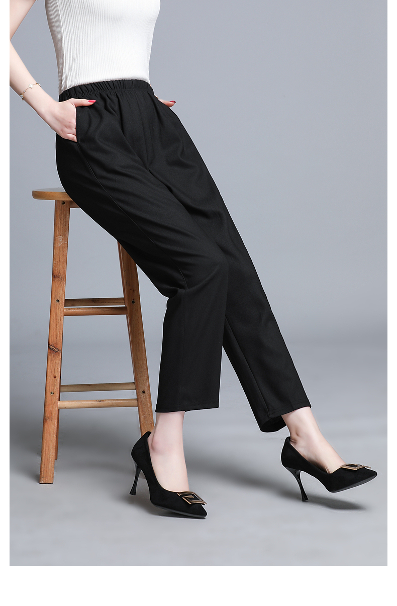 萝卜裤中年妇女休闲哈伦裤中老年女装春夏薄款冰丝九分裤子卡其xl建议