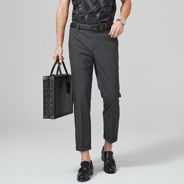 逸阳ese-y 21秋新品裤子男九分韩版西裤休闲直筒烟管裤男士休闲裤 灰