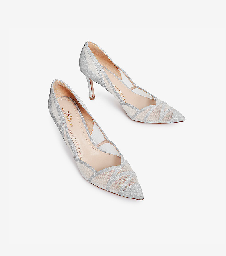 tata他她女鞋商场同款时尚细高跟浅口单鞋女婚鞋伴娘鞋7aae7aq1杏浅金