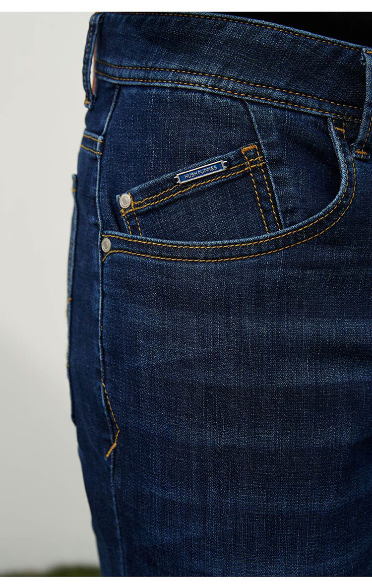 暇步士hush puppies 弹力中腰牛仔休闲长款男式牛仔裤 085深蓝2 30