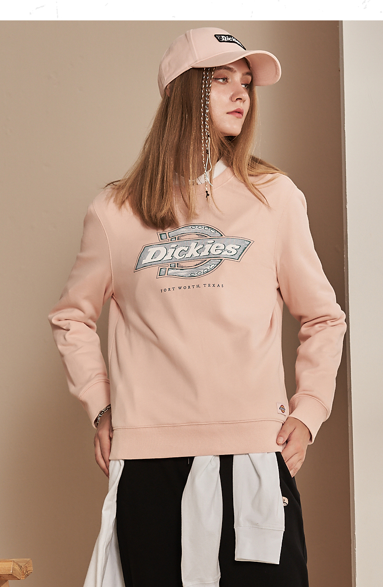 dickies卫衣 logo印花舒适圆领卫衣 女士21秋季棉毛圈布上衣 卫衣女