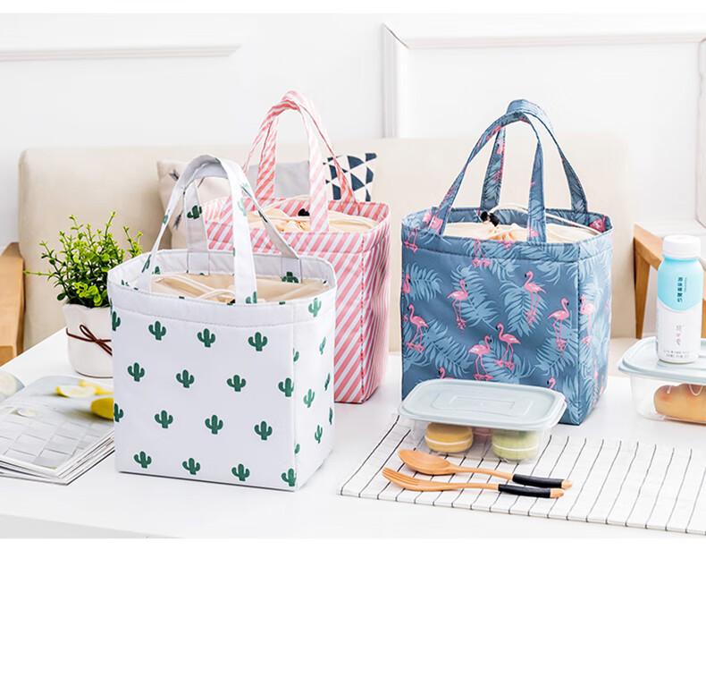 束口保温便当包 手提饭盒袋子牛津布防水学生清新可爱送饭带饭收纳袋