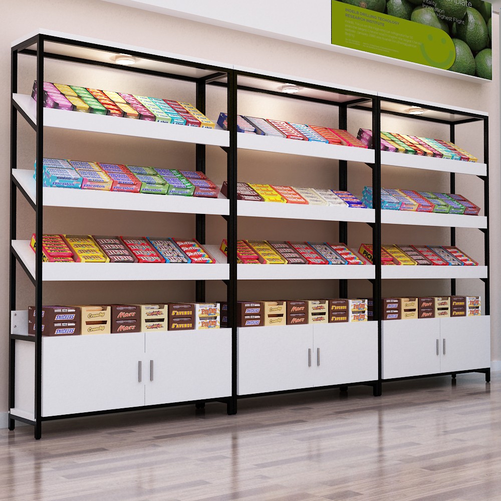 福筱产品展示柜化妆品陈列柜创意零食面包点心展柜母婴店办货柜展示架