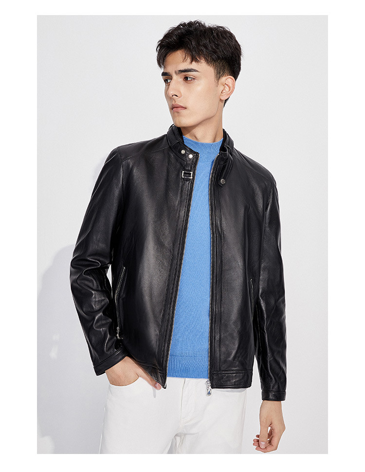 纳维凯尔navigare 【绵羊皮】意大利小帆船 秋季休闲防风立领短装皮衣