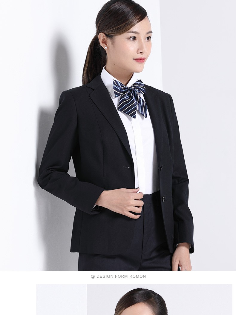 罗蒙 商务西服套装女修身青年职业装正装上班工作西装礼服外套 藏青色