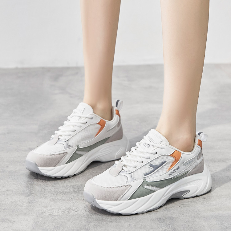 意尔康yearcon 女鞋女士运动鞋女夏季透气老爹鞋女休闲鞋网鞋小白鞋