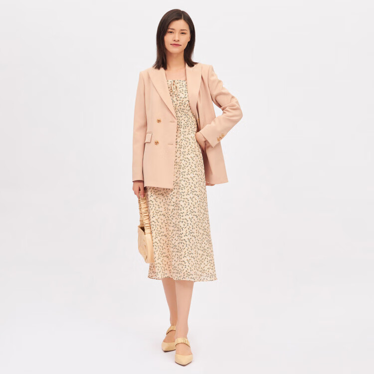 哥弟girdear 2021春夏装新款泡泡袖方领碎花洋装高腰连衣裙女士 碎花