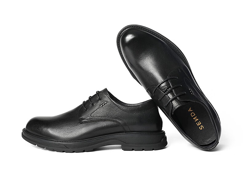 森达秋季新款商场同款通勤舒适平跟商务正装男皮鞋1ln36cm1黑色44