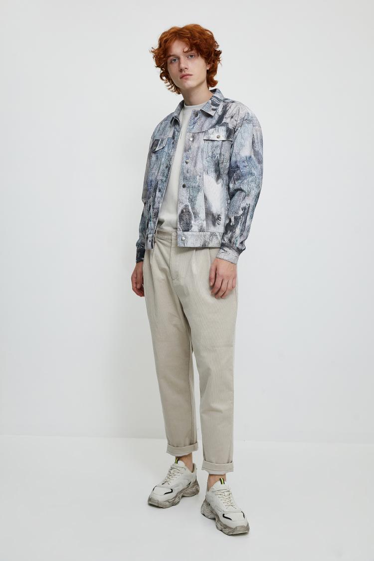 urban revivo ur男装时尚薄款棉质渐变牛仔夹克外套mf01s1en2000 浅黑