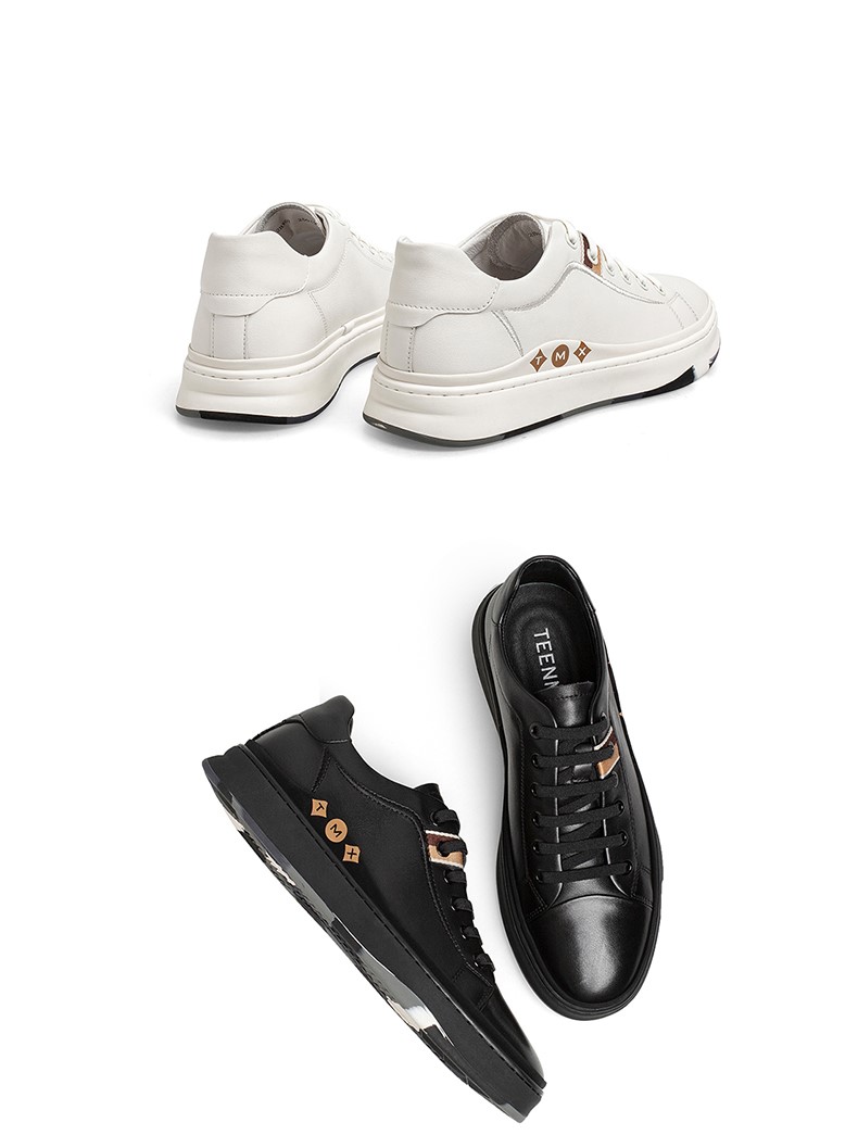 teenmix天美意男鞋休闲鞋男鞋子2021年真皮休闲皮鞋男运动鞋时尚百搭