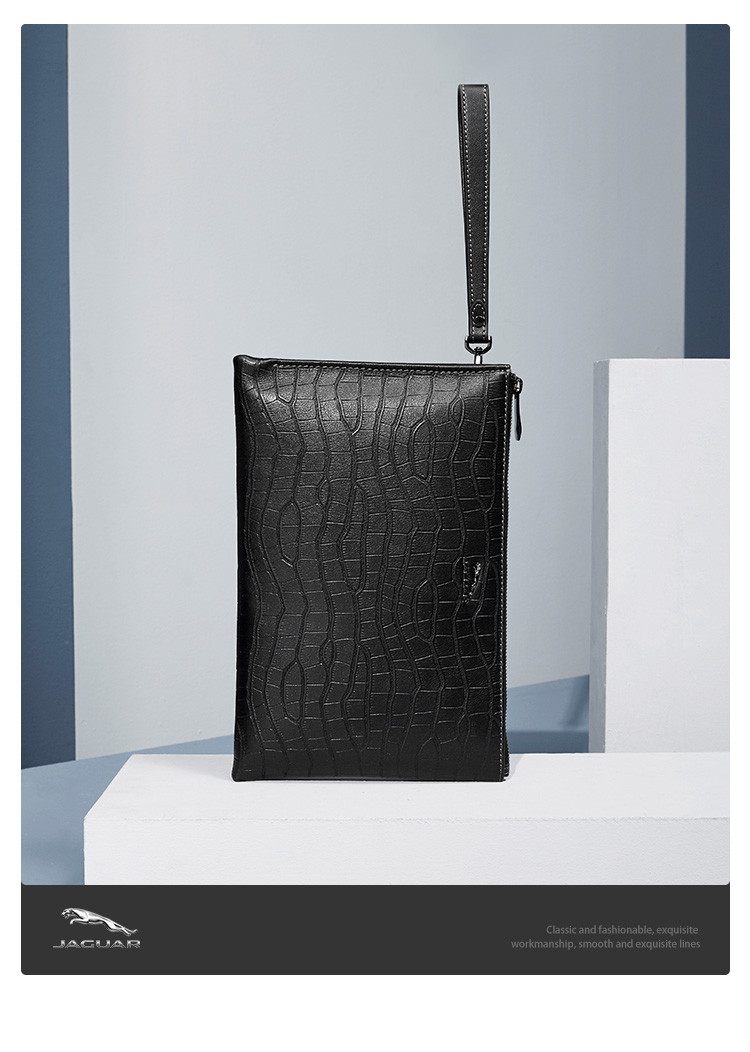 jaguar 捷豹新款鳄鱼纹手包男商务手拿包男多卡位手包男夹包男钱包