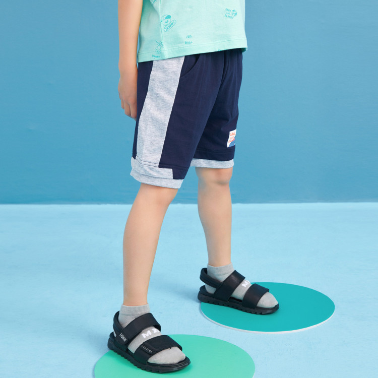 paw in paw 宝英宝卡通小熊童装2021年新款夏男童纯棉运动裤短裤撞色