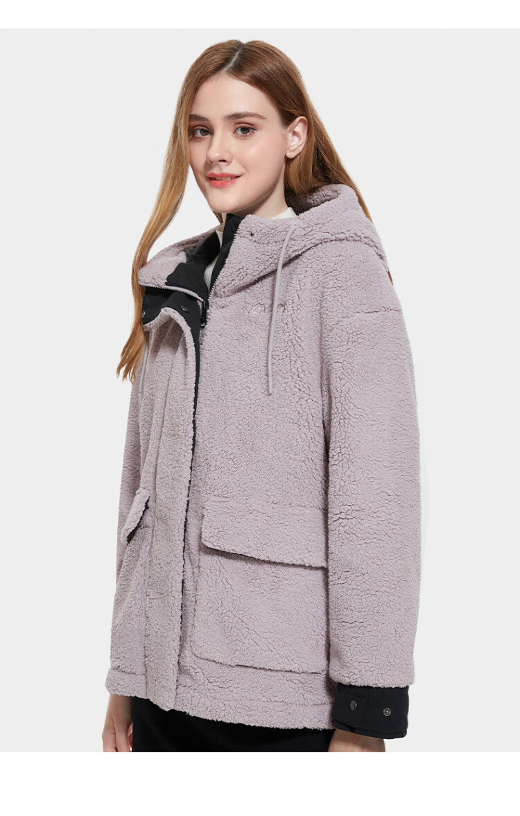 camel骆驼户外抓绒衣外套女加绒开衫加厚羊羔绒外套中长款 a0w168139h