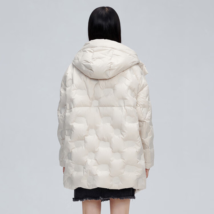 艾莱依eral 2021冬季新款羽绒服女中长款简约可爱萌鸭加厚连帽女士