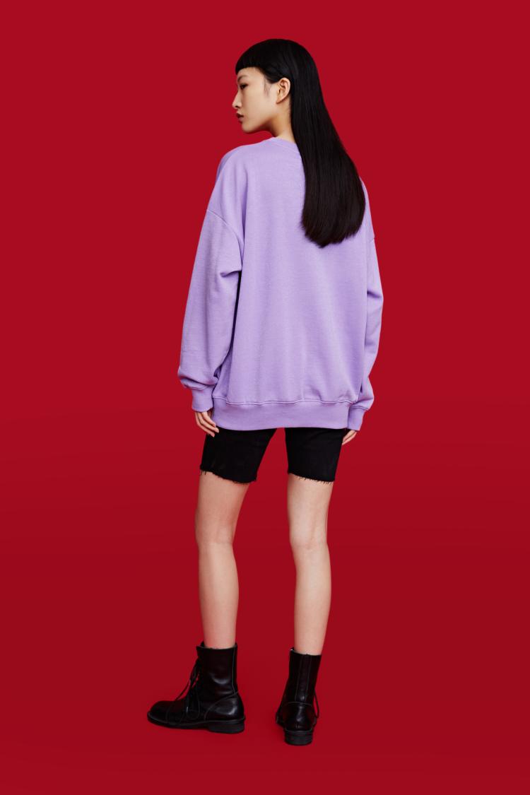 urban revivo 【米奇米妮系列】ur青春圆领卫衣yv02r4on2000 淡紫 m