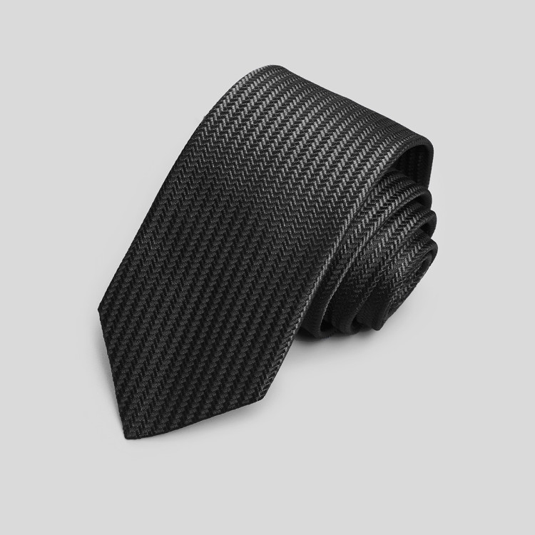 金利来goldlion 男装 意大利进口真丝面料暗纹男士领带 黑色 均码