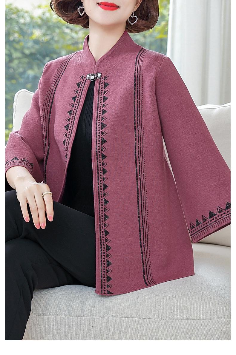 浅恋新款妈妈装春装短款开衫中年妇女长袖针织披肩上衣中老年女装春秋