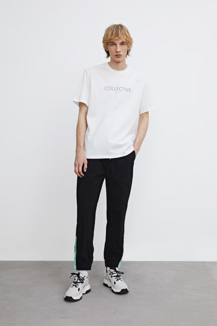 urban revivo ur简约休闲拼接印字宽松圆领t恤衫mv09r4mn2000 本白 l