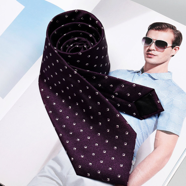 莱恩雷迪lienridy 个性格纹都市型男立体提花时尚潮流男式领带 紫色