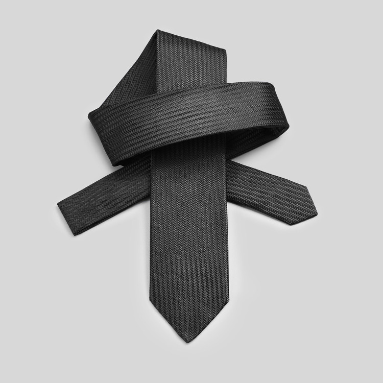 金利来goldlion 男装 意大利进口真丝面料暗纹男士领带 黑色 均码