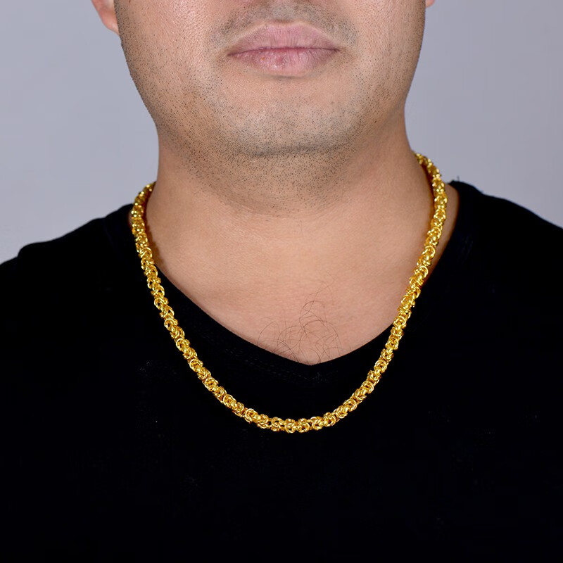 黄金项链男足金9999四方龙骨龙头项链男士项链加粗情妮5043克长约60cm