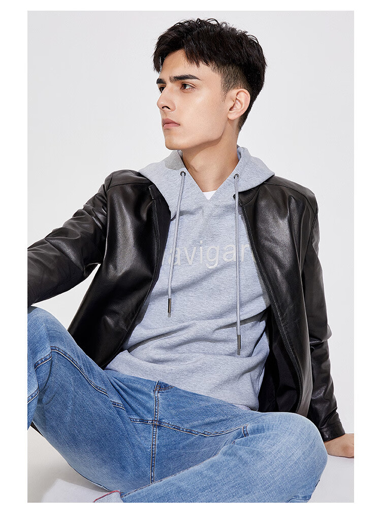 纳维凯尔navigare 意大利小帆船 21秋季新品防风顺滑舒适立领男士皮衣