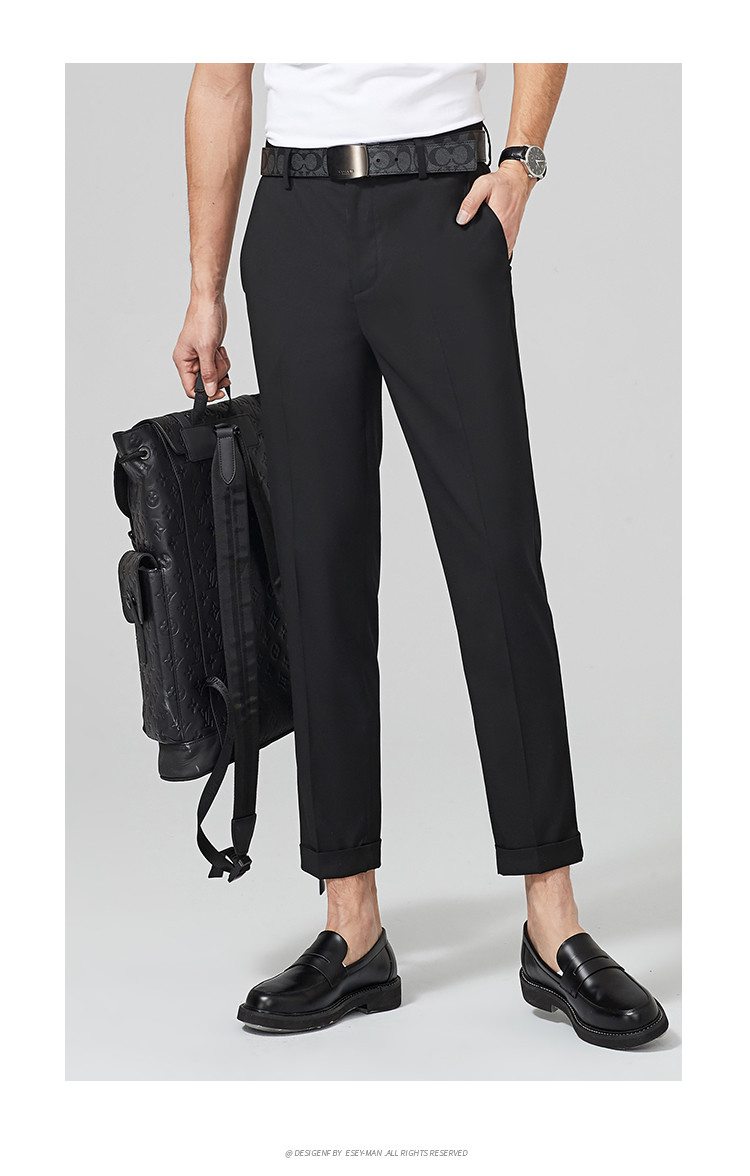 逸阳ese-y 21秋新品裤子男九分韩版西裤休闲直筒烟管裤男士休闲裤 灰