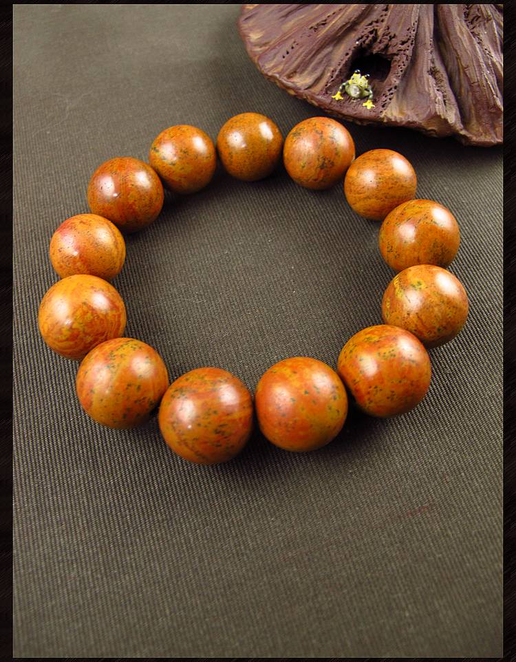 唐玛金黄色泗滨砭石手链男天然泗水砭石手串男款18mm佛珠