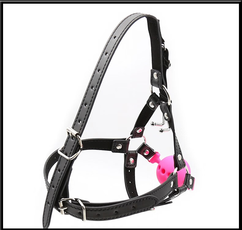 hottime带鼻钩漏孔硅胶口球刑具头套猪鼻马具口塞sm夫妻情趣用品男