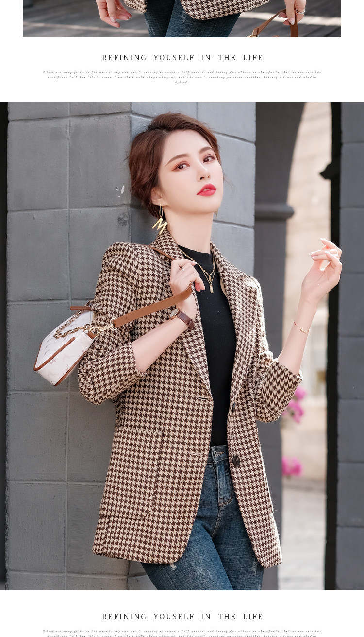 【新品上市】西装外套女春季新品千鸟格小西装商务休闲女单西服 黑白