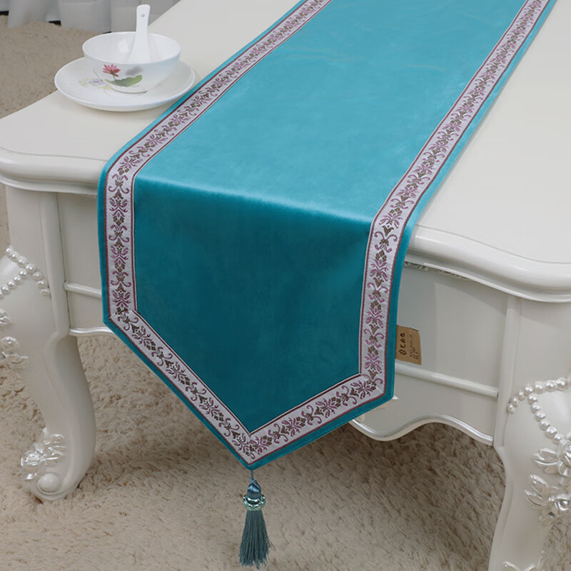 艺必旭中式古典桌旗欧式美式桌旗桌布台布茶几桌旗餐垫定制卡其色